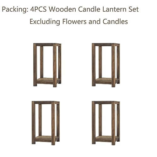 Wedding Lantern Centerpiece, 4 Set Rustic Wedding Table Decoration, Wooden Lantern Wedding, Wooden Candle Holder, Country Barn Wedding Gift, - WoodArtSupply