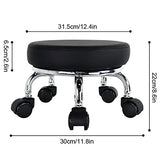 WKWKER Modern Roller Seat PU Leather Low Round Rolling Stool 360° Swivel Small Stool with Universal Caster Wheels Foot Stool for Home Office Garage WKWKER