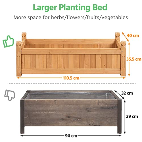 Yaheetech 43.5″ L×16″ W×14″ H Wooden Raised Garden Bed, Horticulture Wood Rectangular Garden Planter Outdoor, Raised Planter Box for Yaheetech