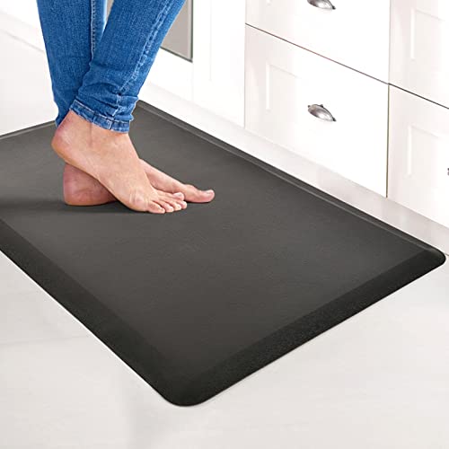 Art3d Anti Fatigue Mat - 1/2 Inch Cushioned Kitchen Mat - Non Slip Foam Comfort Cushion for Standing Desk, Office or Garage Floor (17.3"x28", Black) - WoodArtSupply