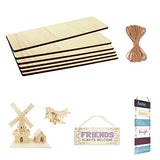 Unfinished Wood Sign Blank Rectangle Hanging Wooden Plaque DIY Craft Project Wood Sign with Rope Door Wall Art (15.7 x 4.7 x 0.2 in, 6-Pack) YOUFU