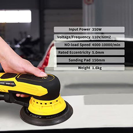 PHENDO Electric Random Orbital Sander Brushless 350W 3A Multi-function Variable Speed Corded Orbital Sanders Machine For Woodworking, Car, Drywall PHENDO