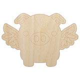 Cute Round Flying Winged Pig Unfinished Wood Shape Piece Cutout for DIY Craft Projects - 1/8 Inch Thick - 6.25 Inch Size Sniggle Sloth