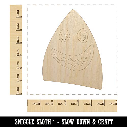 Cheerful Shark Face Unfinished Wood Shape Piece Cutout for DIY Craft Projects - 1/8 Inch Thick - 6.25 Inch Size Sniggle Sloth