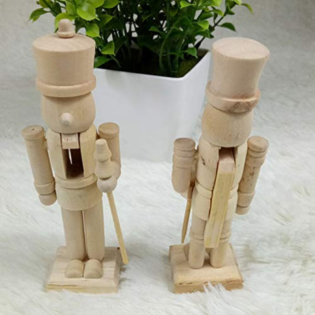 BESPORTBLE Unfinished Nutcracker: 3Pcs Christmas Wooden Nutcracker Soldier 4.7 Inch Christmas DIY Nutcracker Figures (Random Pattern) BESPORTBLE