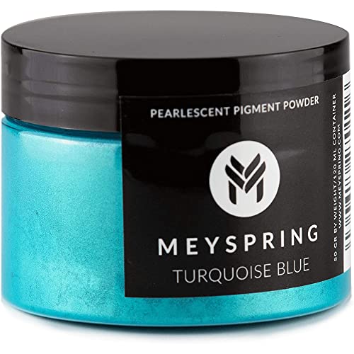 MEYSPRING Turquoise Blue Mica Powder - 50g - Epoxy Resin Color Pigment - Teal Mica Powder for Resin Ocean Art, River Tables, Woodworking - Cosmetic - WoodArtSupply