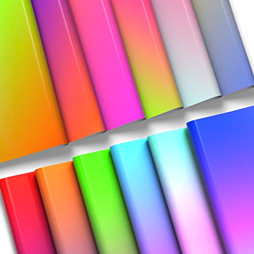 KASYU Smart Matless Infusible Ink Transfer Sheets -12 Sheets 12" x 11.8" Gradient Color Sublimation Transfer Paper for Cricut Mug Press, Silhouette KASYU