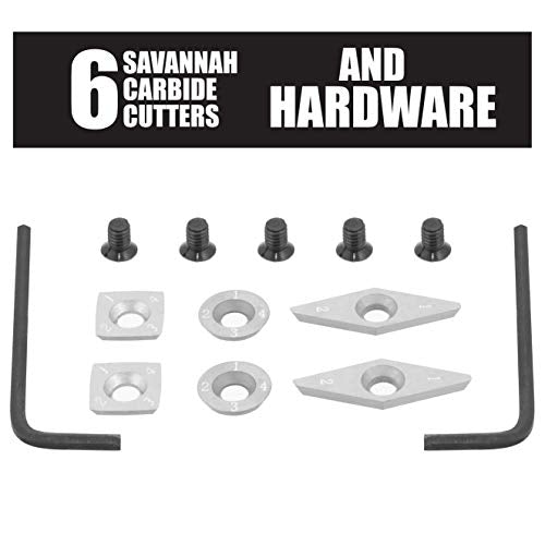 Savannah 3 Piece Carbide Mini Turning Tool Set with Flush Fit Comfort Grip Hardwood Handles | Steel Riveted Ferrules and 2 ea Round 2 ea 4 inch Savannah