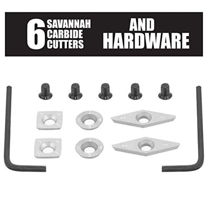 Savannah 3 Piece Carbide Mini Turning Tool Set with Flush Fit Comfort Grip Hardwood Handles | Steel Riveted Ferrules and 2 ea Round 2 ea 4 inch - WoodArtSupply