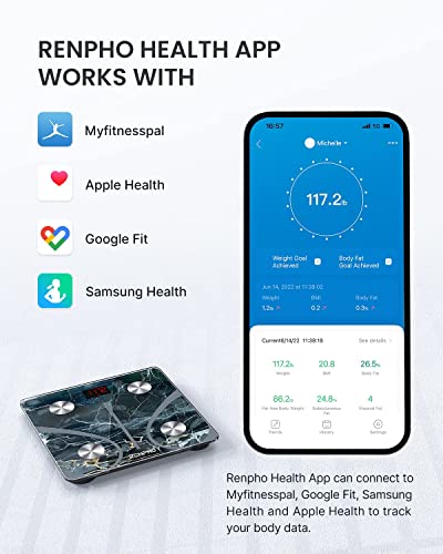 RENPHO Scale for Body Weight, Smart Fat Digital Bathroom Wireless Weight Scale, Composition Analyzer with Smartphone App sync Bluetooth, 396lbs - - WoodArtSupply