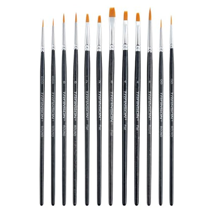 Transon 12pcs Small Detail Miniature Model Painting Brush Set Suitable for Acrylic Watercolor Gaouche Oil Painting
