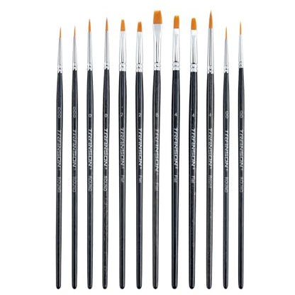 Transon 12pcs Small Detail Miniature Model Painting Brush Set Suitable for Acrylic Watercolor Gaouche Oil Painting - WoodArtSupply