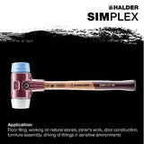 Halder - 3017030 3017.030 Simplex 12 oz Soft-Face Hammer, Blue Rubber/Superplastic Faces Halder