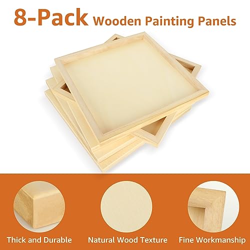 ZOFORTY 8 Pack Wood Panels for Painting, 12 x 12 (11.6) Inch Wooden Canvas Board, Unfinished Wood Cradled Panel Boards for Pouring Art Crafts Paints - WoodArtSupply