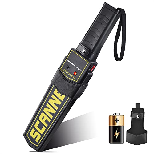 Handheld Metal Detector Wand,Security Wand,Portable Adjustable Sound & Vibration Alerts, Detects Weapons Knives Screw (High Sensitivity, Black) R RANSENERS