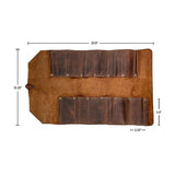 Hide & Drink, Big Tool Roll-Up Bag with 12 Slots, Workshop Storage, Woodworking Tools Organizer, Rustic Case, Full Grain Leather, Handmade, Bourbon Hide & Drink