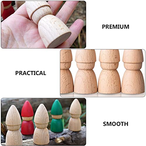 ULTNICE Dolls Peg People 6pcs Unfinished Wooden Figures Wooden Gnome Peg Doll Unpainted Wooden Dolls Crafts Desktop Ornaments Toys for Kids DIY ULTNICE