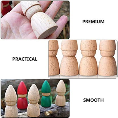 ULTNICE Dolls Peg People 6pcs Unfinished Wooden Figures Wooden Gnome Peg Doll Unpainted Wooden Dolls Crafts Desktop Ornaments Toys for Kids DIY - WoodArtSupply