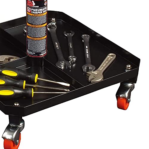 BIG RED TR6350 Torin Rolling Pneumatic Creeper Garage/Shop Seat: Padded Adjustable Mechanic Stool with Tool Tray Storage, Red Large BIG RED