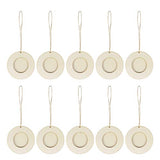 SUPVOX Wedding Decor 10pcs Mini Round Photo Frame Unfinished Wooden Picture Frame with Hanging Rope for DIY Crafts Home Bedroom Living Room Wedding SUPVOX