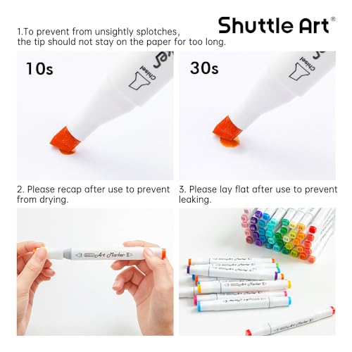 Shuttle Art 310 Colors Alcohol Markers, 309 Colors Dual Tip Art Marker Set Plus Colorless Blender, Micro-Tip Pens, White Highlighter Pens, Marker