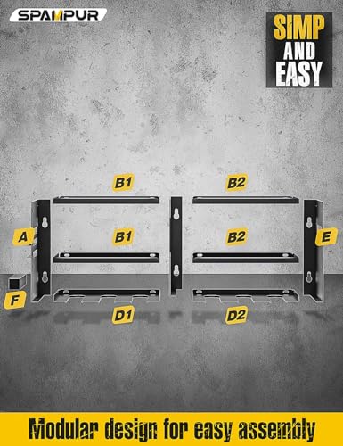 Spampur Power Tool Organizer Wall Mount with Charging Station, Garage Tool Shelf 6 Drill Holders, Tool Battery Holder with Screwdriver Heavy Duty Spampur