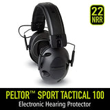 Peltor Sport Tactical 100 Electronic Hearing Protector, Ear Protection, NRR 22 dB, Ideal for the Range, Shooting and Hunting, TAC100-OTH, Black, One Peltor Sport