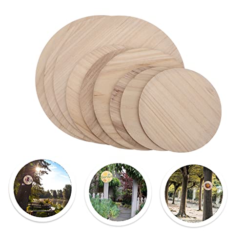 TEHAUX 9Pcs Painted Round Wood Chips Unfinished Wood Rounds Unfinished Wooden Circle Centerpieces Rustic Circle Wood disc Easter Wood Embellishment TEHAUX