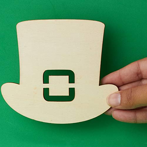 Pack of 24 Unfinished Wood Leprechaun Hat Cutouts by Factory Direct Craft - Wooden Irish Top Hat Blank DIY Shapes for St Patrick's Day Crafts and Factory Direct Craft