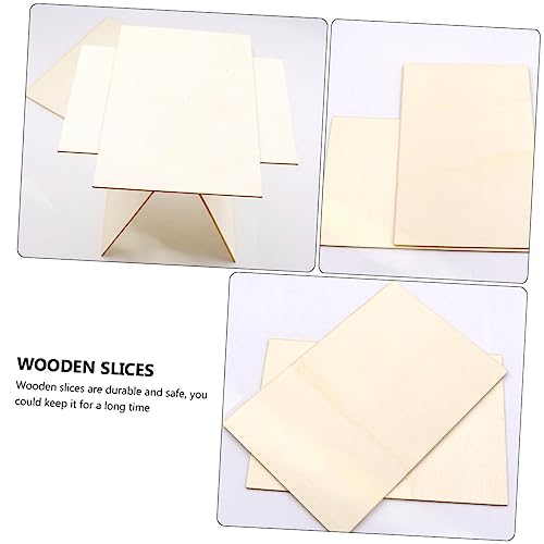 EXCEART 24 Pcs Rectangular Veneer Wooden Slices Unfinished Wood Hobby Unfinished Wood Crafts Unfinished Wood Tiles Wood Blanks Wooden Cutouts Woodsy EXCEART