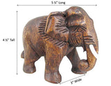 Land of Simple Treasures Hand Carved Wooden Elephant Statue - Wood Elephant Carving from Thailand - Feng Shui Elephant Figure - Brown, 5.5 Inches Land of Simple Treasures
