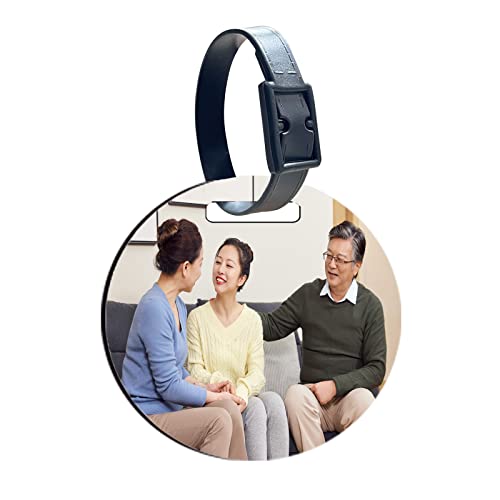 20 pcs Sublimation Blanks Luggage Tag Round Bulk MDF with Belt White Sublimation Blank Products Travel Bag Name ID Card Luggage Tags with AiDiYGECO