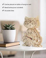 Wooden 3D Puzzles for Adults Model kit Cat Clock Kids Wall Clock Decor for Birthday Gift/Christmas Day Jigtoy