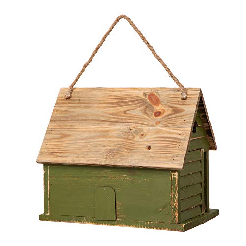 Glitzhome 11" H Hanging Birdhouse Distressed Wooden Decorative Garden Watermelon Bird House for Outside glitzhome