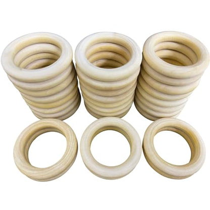 50 Pcs Wooden Rings for Crafts, 2 Inch Natural Wood Rings, Unfinished Smooth Wooden Ring, Wooden Rings for Macrame, Crafts & Jewelry Making