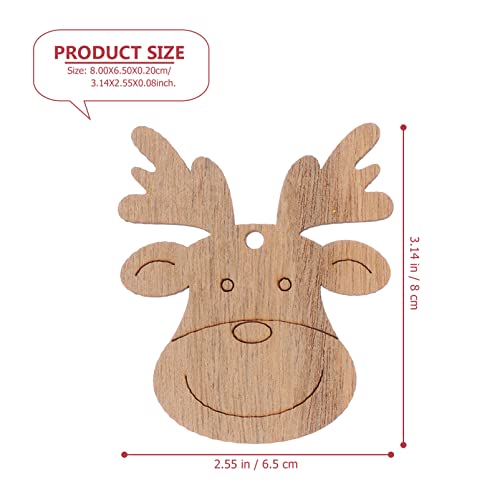 Housoutil 20PCS Wooden Deer Head Christmas Ornaments Pendant Hanging Wooden Pendant Decoration Wooden DIY Craft Christmas Tree Hanging Ornaments Housoutil