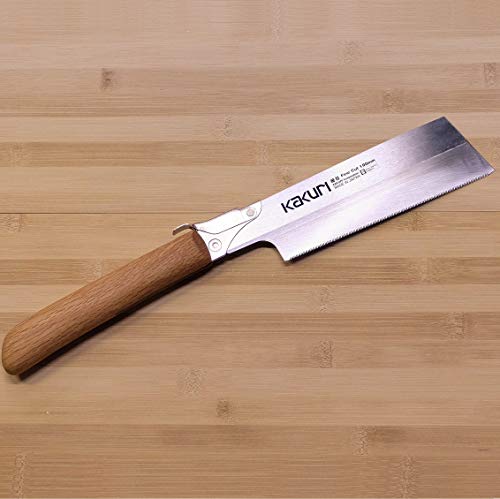 KAKURI Japanese Dozuki Saw 7 Inch Fine Cut Saw, Fine Tooth Thin Blade, Woodworking Japanese Pull Saw Kataba, Oil Finished Red Oak Handle, Made in KAKURI
