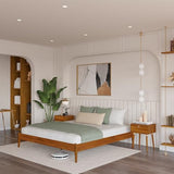 Bme Dinkee Solid Wood King Bed Frame - 15 Inch Modern Minimalist Design with Wood Slat Support Bme