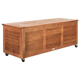 Safavieh PAT7038A Outdoor Collection Elina Teak 47.2" Cushion Deck Box, Natural Safavieh