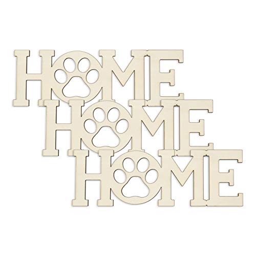 3pcs Home Paw Wood Sign Blank Wooden Dog Cat Paw Plaque Unfinished Wood DIY Crafts Cutouts Ornaments for Puppy Pet House Door Wall Decorative,