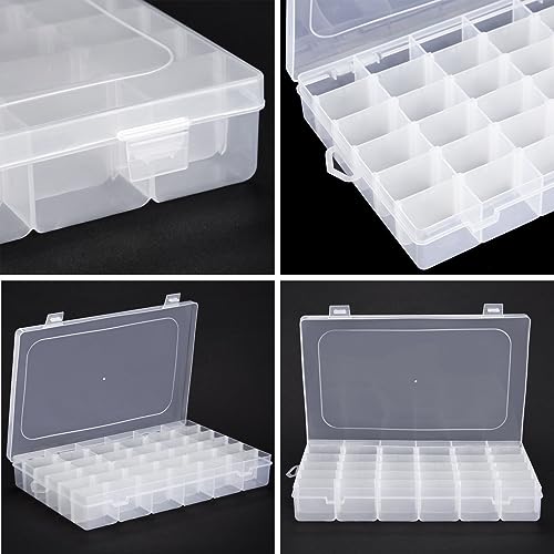 3 Pack Jewelry Organizer Box for Earrings, Clear Plastic Bead Storage Containers for Crafts (36 Compartments) - WoodArtSupply