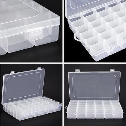 3 Pack Jewelry Organizer Box for Earrings, Clear Plastic Bead Storage Containers for Crafts (36 Compartments) - WoodArtSupply