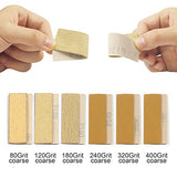 70 Sheets Micro Detail Sander Paper Kit,3.5”x 1”Hand Sanding Block for Small Projects Wet Dry Hook & Loop Alumina 80 to 600 Grit Sandpaper for Wood MAXMAN