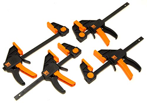 WEN CLR062 6-Inch Heavy Duty Steel Bar Clamps and Spreaders with 2.3-Inch Throat, Four Pack WEN