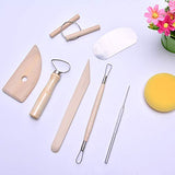 8pcs Ceramic Clay Tools Set, Pottery & Polymer Clay Tools Kits, Wooden Sculpting Clay Tools Combinations for Pottery Modeling, Smoothing. WedFeir