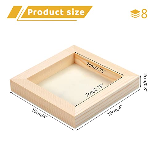 BILLIOTEAM 8 Pack Unfinished Square Wood Panels,4" x 4"/10cm x 10cm,Blank Wooden Canvas Cradled Painting Panel Boards for BILLIOTEAM