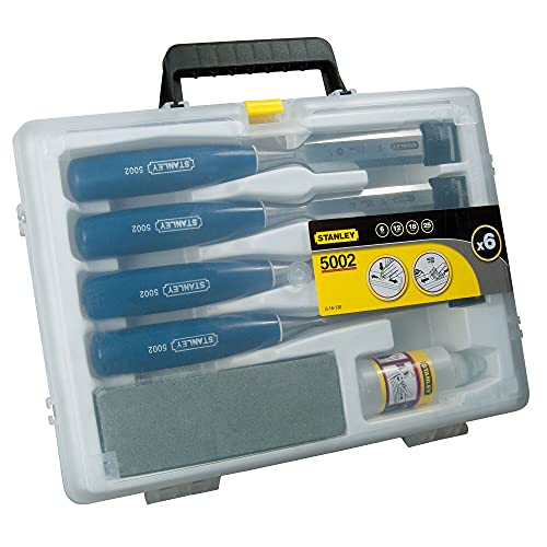 STANLEY 4 Piece Chisel Set Includes 6 12 18 25 mm High Carbon Steel Blade Chisels with Sharpening Stone and Oil 0-16-130 STANLEY