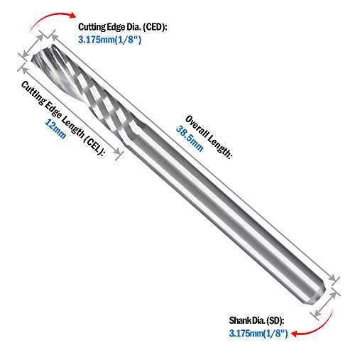 HQMaster CNC Router Bits, 10 Pack Router Bit Single End Mill Set Milling Cutter Tungsten Steel Engraving Carving Tool Kit HQMaster
