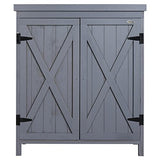 Outsunny Garden Storage Cabinet, Outdoor Tool Shed with Galvanized Top and Two Shelves for Yard Tools or Pool Accessories, Grey Outsunny