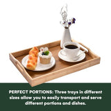 Prosumers Choice 3-Piece Set Bamboo Serving Trays with Handles - With Sizes, 1xS (38.1x25.4x4.9cm), 1xM (40.6x28.0x4.9cm), 1xL (43.2x30.5x4.9cm) - Prosumer's Choice
